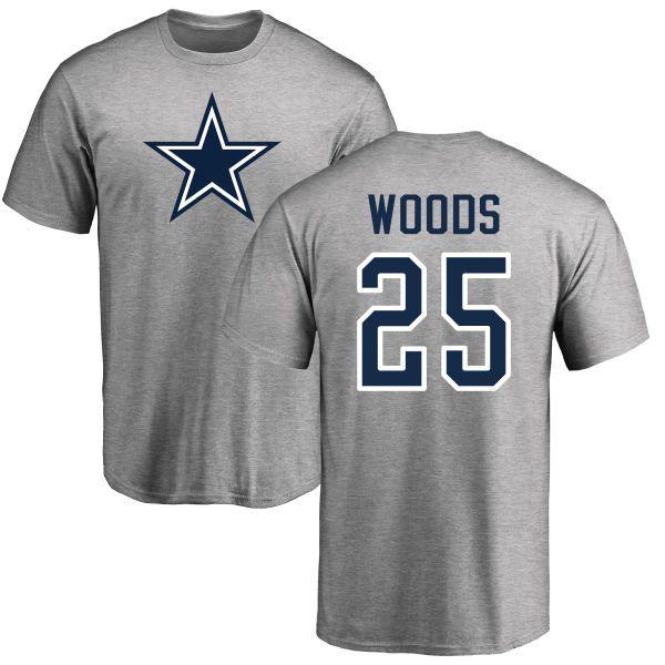 Dallas Cowboys Name Logo - NFL Nike Dallas Cowboys #25 Xavier Woods Ash Name & Number Logo T-Shirt