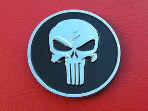 Round Punisher Logo - PUNISHER SKULL CAR EMBLEM Chrome Round Metal Badge *NEW & UNIQUE*