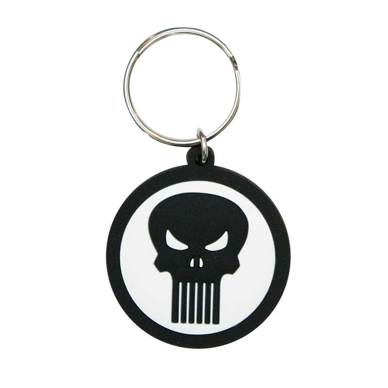 Round Punisher Logo - Punisher Round Rubber Keychain | SuperheroDen.com