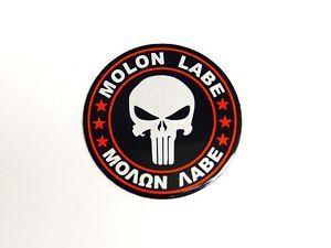 Round Punisher Logo - 1 ROUND MOLON LABE PUNISHER SKULL ALUMINUM EMBLEMS BADGES RARE PAIR ...