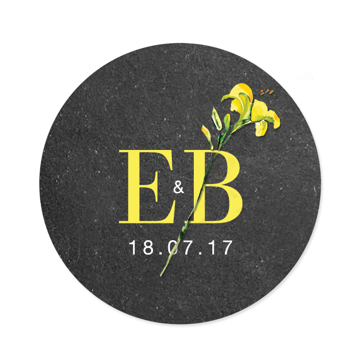 Yellow Flower Brand Logo - Botanical wedding sticker with your logo and a yellow flower