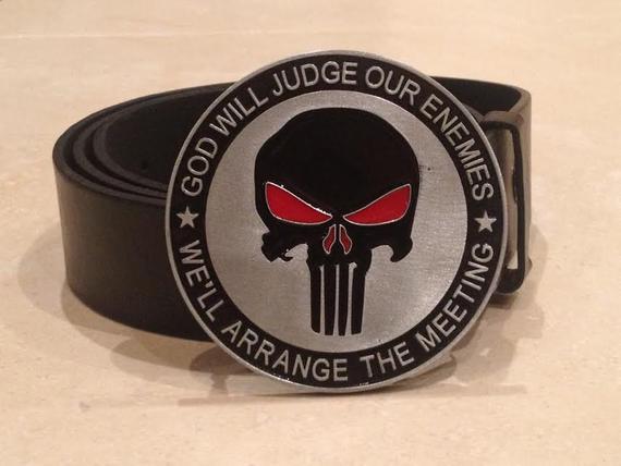 Round Punisher Logo - The PUNISHER logo round BUCKLE FREE Belt Marvel Comics Frank