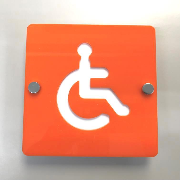 Red and Orange Square Logo - Square Disabled Toilet Sign & White Gloss Finish