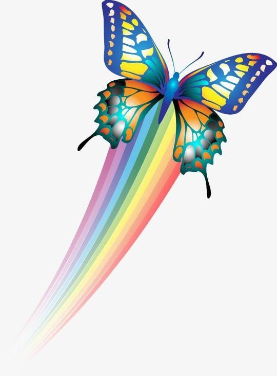 Rainbow Colored Butterfly Logo - Hand-painted Rainbow Colored Butterfly Pattern, Rainbow Vector ...