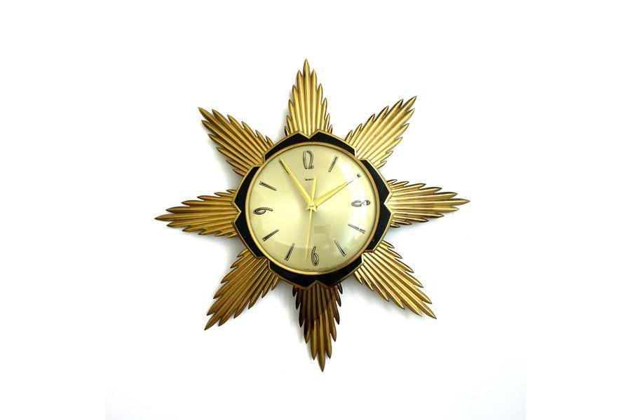 Century Clock Logo - Mid Century Sunburst Wall Clock By Timemaster Vintage 1960's Black ...