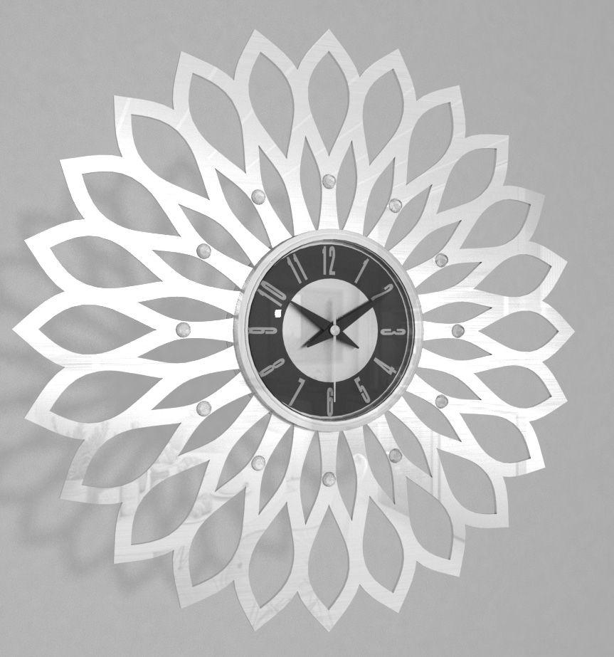 Century Clock Logo - Mid-century Modern Silver wooden sunflower clock Wall Clock