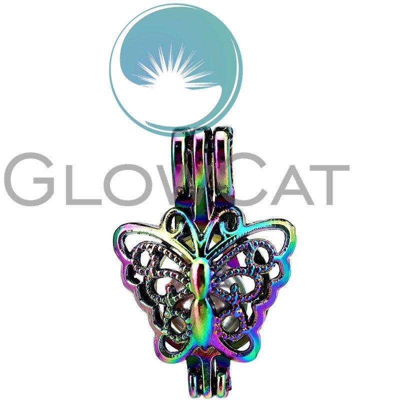 Rainbow Colored Butterfly Logo - 10x C681 Rainbow Color Butterfly Beads Cage Jewelry Making Perfume
