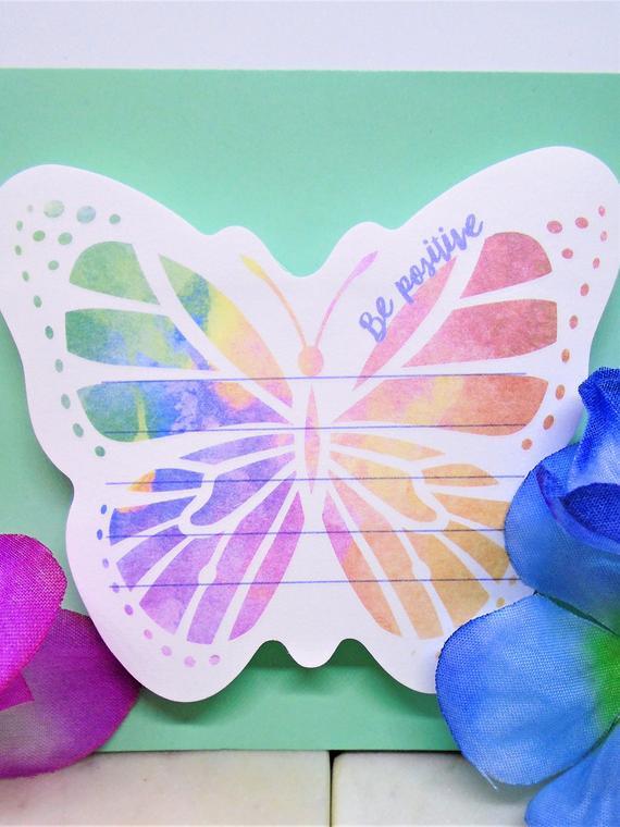 Rainbow Colored Butterfly Logo - 100 Sheet Rainbow Colored Butterfly Sticky Notes. Be Positive | Etsy