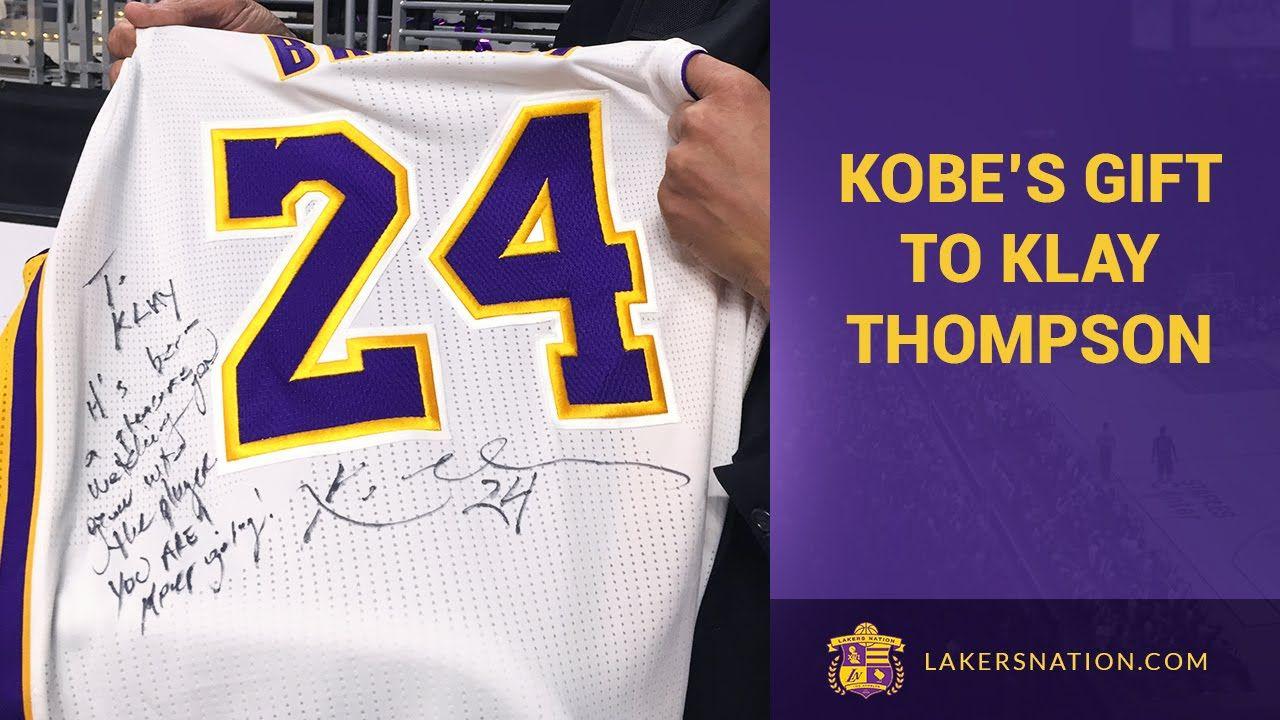 Klay Thompson Logo - Kobe Bryant Gives Klay Thompson His Game Worn Jersey - YouTube
