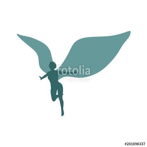 Flying Woman Logo - Winged woman silhouette. Abstract flying female angel