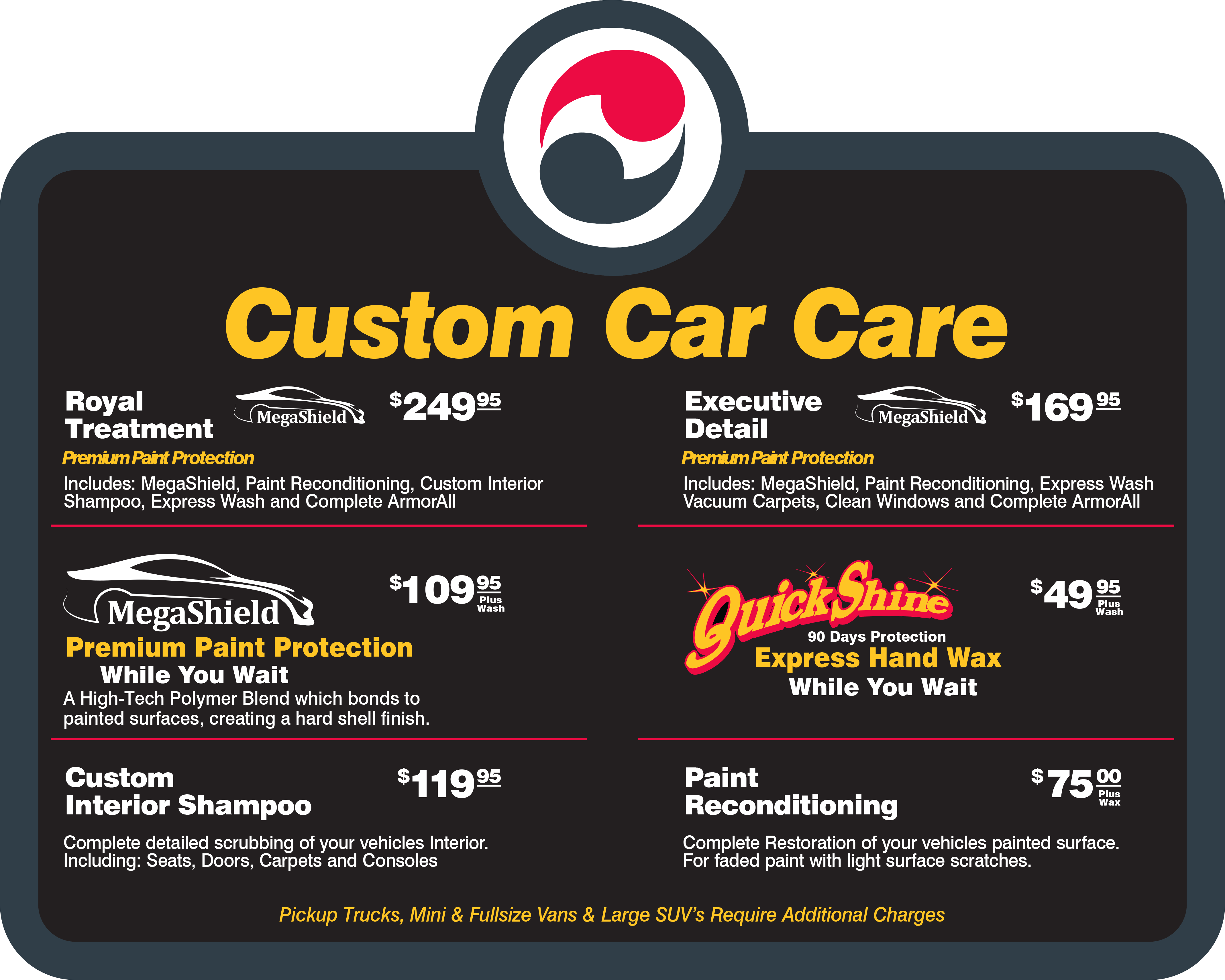 Custom Auto Detail Shop Logo - Detail Menu - ScrubaDub Car Wash