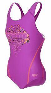 Purple Orange Logo - Speedo Girls Logo Placement Splashback Swimsuit Purple Orange ...