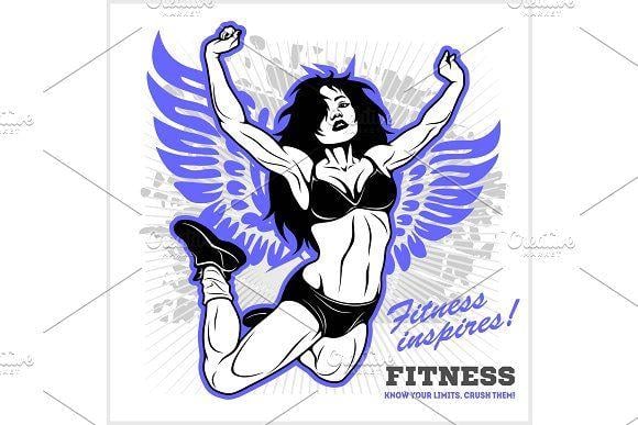 Flying Woman Logo - Fit young woman in sportswear girl emblem