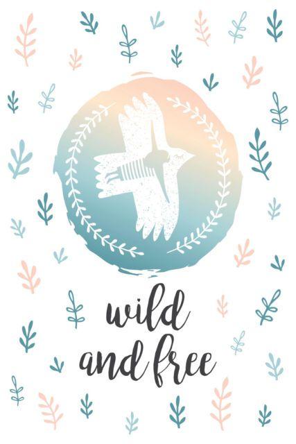 Flying Woman Logo - Wild and Flying Woman Bird Inspirational Art Print Poster 12x18