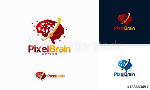 Cool Technology Logo - Cool Pixel Brain logo designs concept vector, Mind Technology logo ...