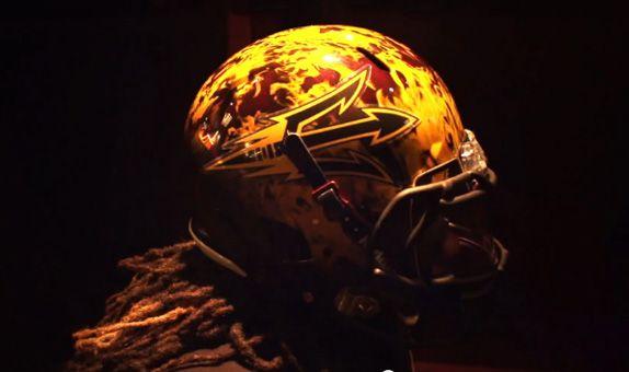 Asu Football Logo - ASU Unveils Crazy Helmet For ND Shamrock Series. Chris Creamer's