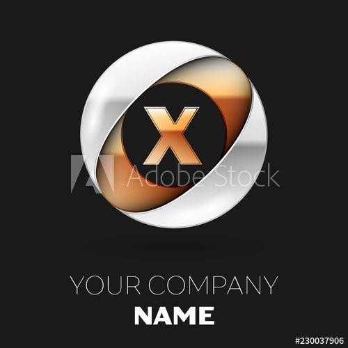 Golden X Logo - Realistic Golden Letter X logo symbol in the silver-golden colorful ...