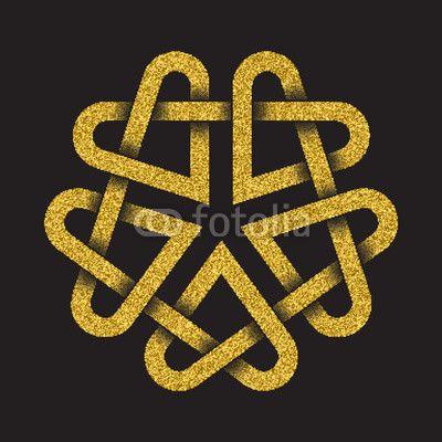 Golden X Logo - Golden glittering logo symbol in Celtic style on black background