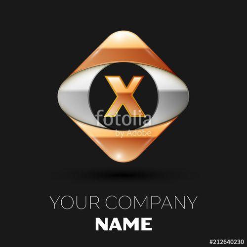 Golden X Logo - Realistic Golden Letter X logo symbol in the colorful golden-silver ...