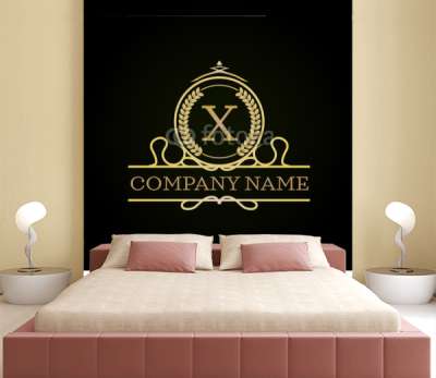Golden X Logo - Royal Luxury Style Golden Logo Design With Letter X Inside Wall Mural