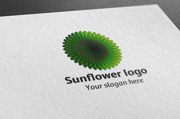 Green Sunflower Logo - Sunflower Logo Logo Templates Creative Market