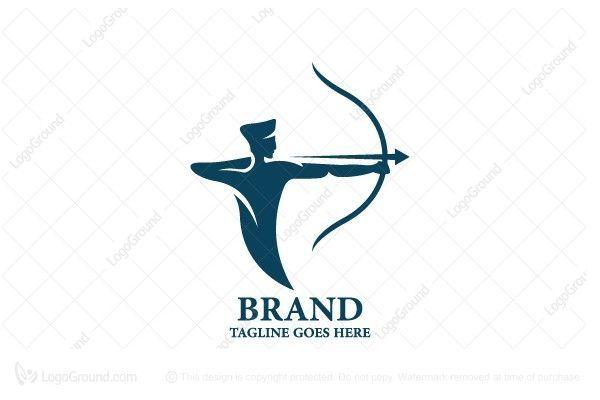 Dark Blue Arrow Logo - Archer logo for sale. Logo is created with an archer holding a bow ...
