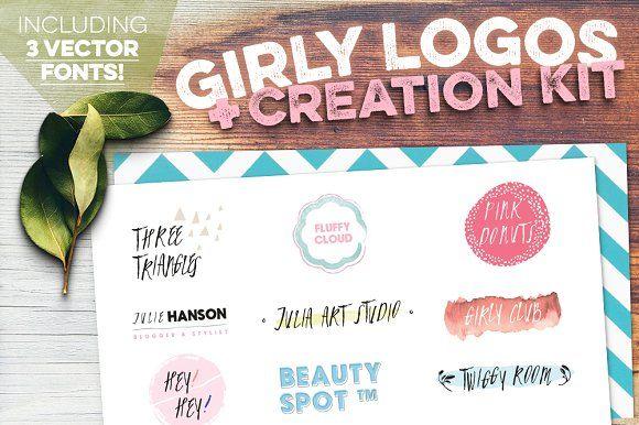 Girly Logo - Girly Logos + Creation Kit w/ Fonts Logo Templates Creative Market