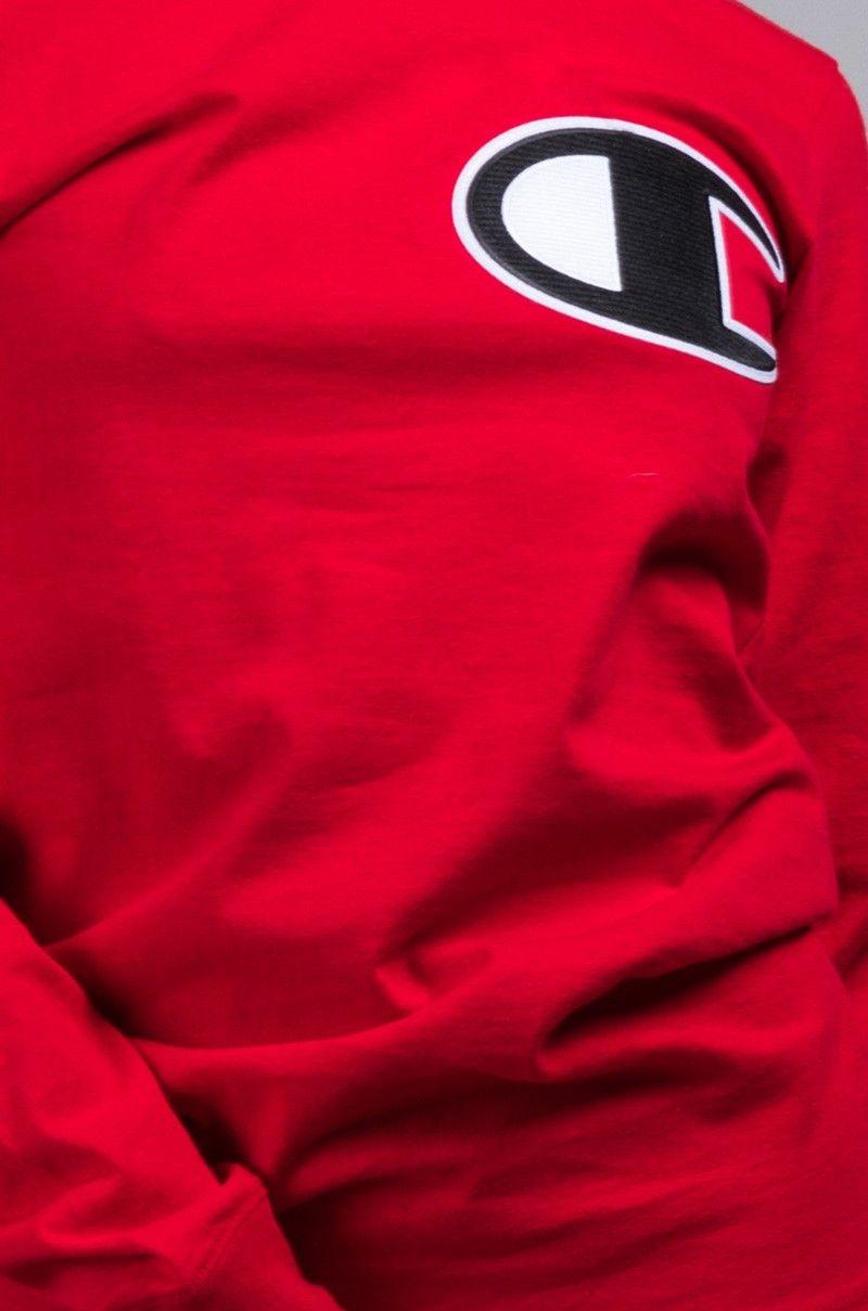 Large Red C Logo - Champion Heritage Long Sleeve Tee With Large C Logo On Chest