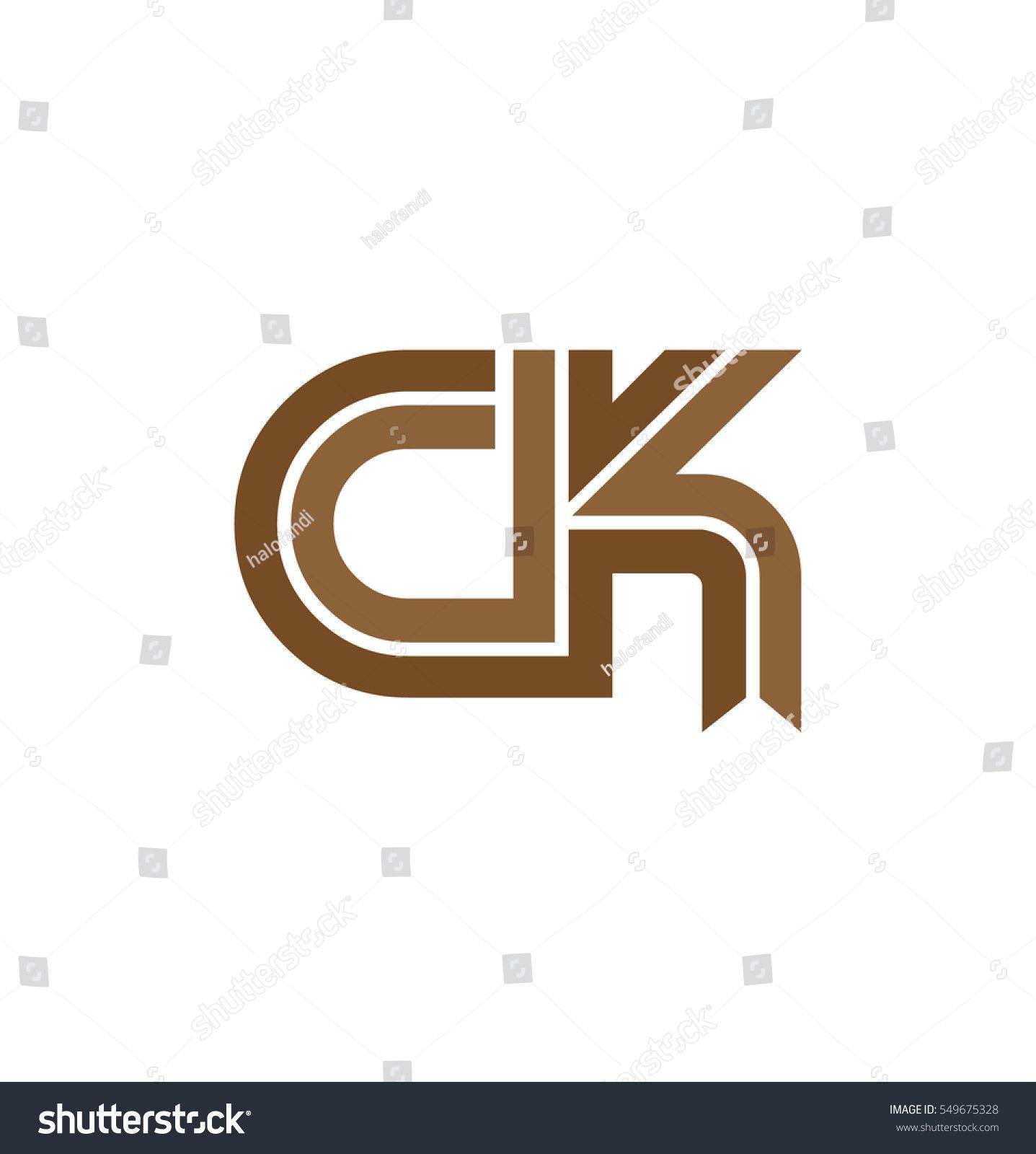 Brown Colored Logo - Initial Letters CK Linked Linear Design Logo in Brown Colored