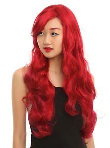Red Wavy Hair Logo - LONG RED WAVY COSTUME HAIR WIG think SALLY ARIEL POISON IVY MERMAID ...