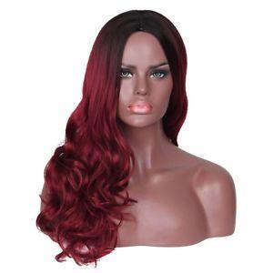 Red Wavy Hair Logo - 24inch Women Fashion Wig Full Synthetic Long Wavy Hair Ombre Red