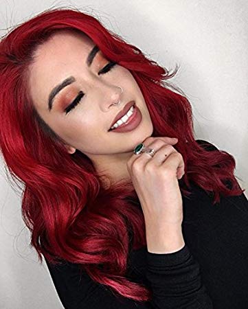 Red Wavy Hair Logo - Amazon.com: Imstyle Synthetic Curly Red Lace Front Wig Long Body ...