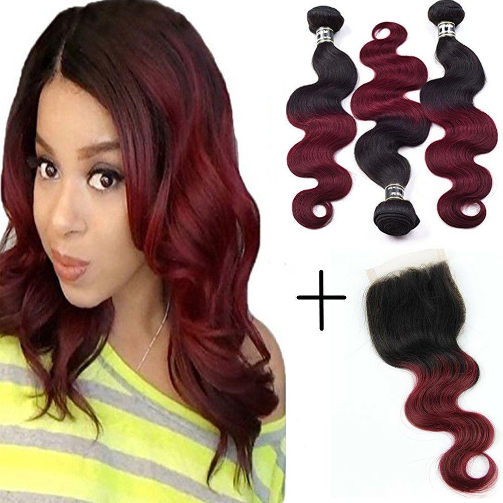 Red Wavy Hair Logo - Ombre Red Wavy Hair Extensions – ORANGE STAR Ombre Black To Red ...