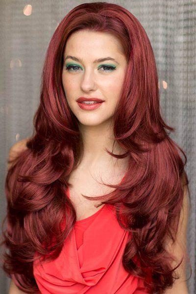 Red Wavy Hair Logo - Red, Wavy Half Wig Hairpiece Extension (3 4 Wig): Victoria : Red
