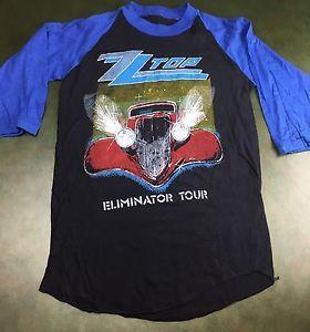 With Blue Zz Logo - Vintage Mens M L 1983 ZZ Top Eliminator Tour Concert Blue Black