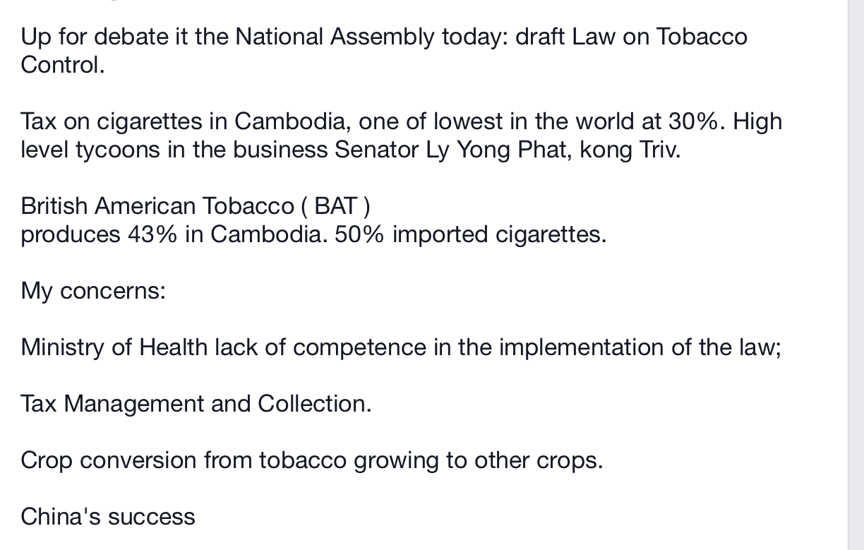 British American Tobacco Cambodia Logo - Cambodia Tobacco Control Law. Mu Sochua: MP & Human Rights Advocate