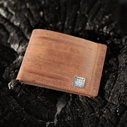 Rugged Brown and Orange Logo - Rugged Brown Leather Wallet