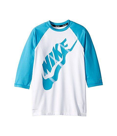 Baby Blue Nike Logo - Nike Kids Logo Half Sleeve Hydroguard (Big Kids) Light Blue Fury