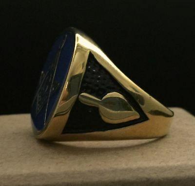 Gold Oval Blue Square Logo - MASONIC GOLD OVAL Signet Ring Square & Compasses Blue Enamel Size V½