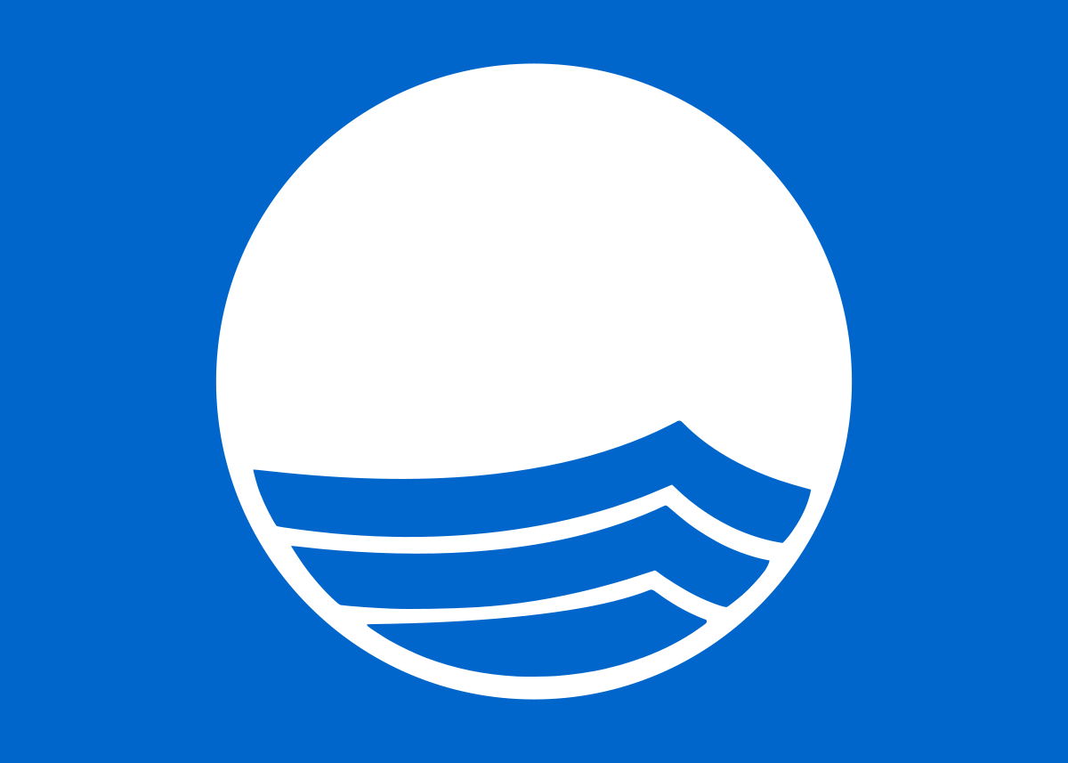 Gold Oval Blue Square Logo - Blue Flag beach
