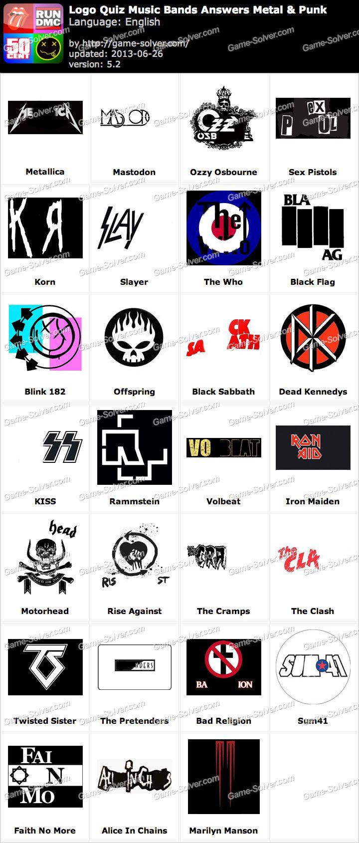 Metal and Punk Band Logo - Logo Quiz Music Bands Answers Metal & Punk