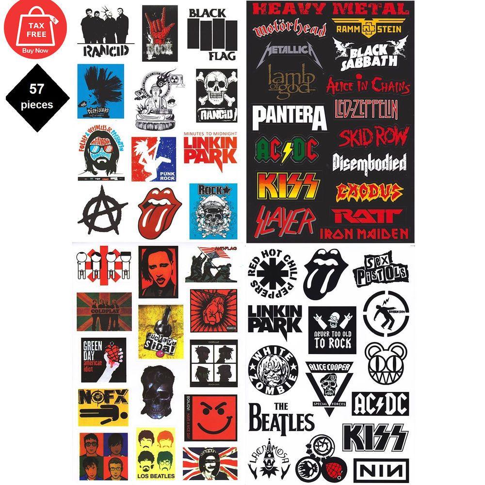 hardcore rock punk logos and groups of Hardrock vinyl sticker stickers rock band Lot of stickers rock music band Skate metal