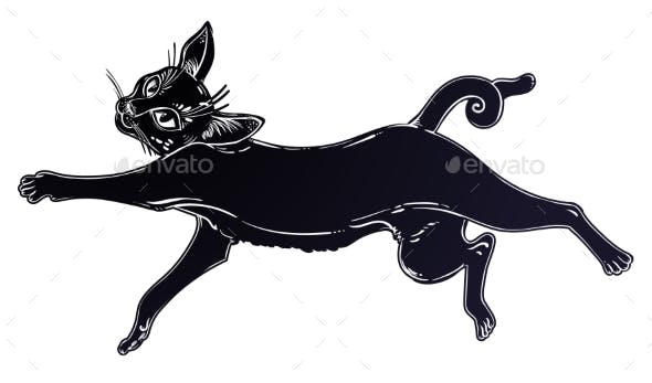 Running Black Cat Logo - Black Cat Running or Jumping Silhouette Portrait by itskatjas ...