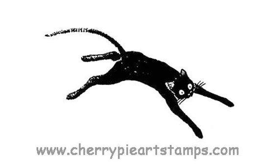 Running Black Cat Logo - Running BLACK CAT CLiNG RuBBer STaMP by Cherry Pie G259 | Etsy