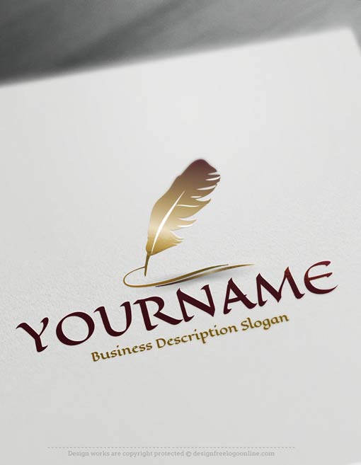 Ink Quill Logo - Design Free Logo: Create your own feather ink pen Logo Template