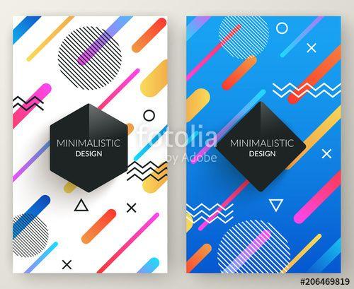 Multi Colored Triangles Circle Logo - Abstract memphis style retro vertical banners with multicolored