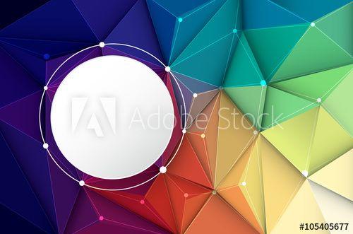 Multi Colored Triangles Circle Logo - Vector illustration white paper circle label on Abstract 3D
