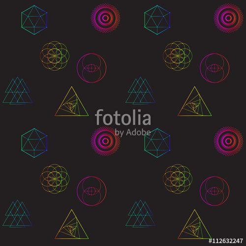 Multi Colored Triangles Circle Logo - Hipster Seamless Pattern With Multi Colored Geometric Shapes
