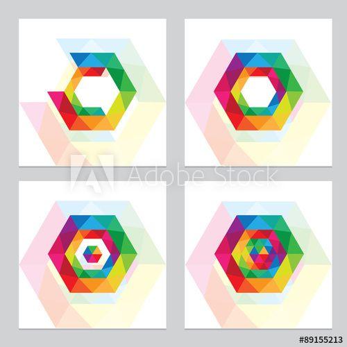 Multi Colored Triangles Circle Logo - Vivid multicolored abstract low polygon design element logos
