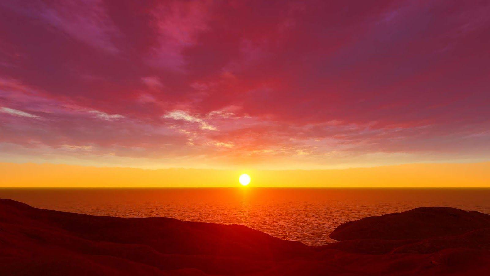 Sunrise Yellow and Red Logo - 4K Sunrise Ocean Hills Colorful Orange Yellow Red Pink Clouds in Sky ...